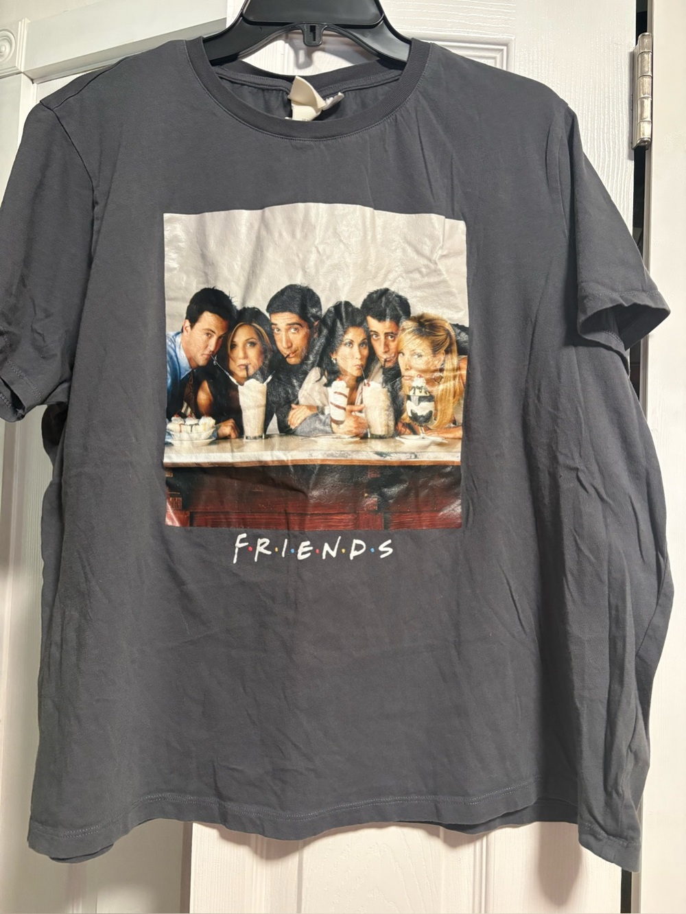 H&M Friends Photo Graphic Tee - Charcoal Gray with Multicolor Print